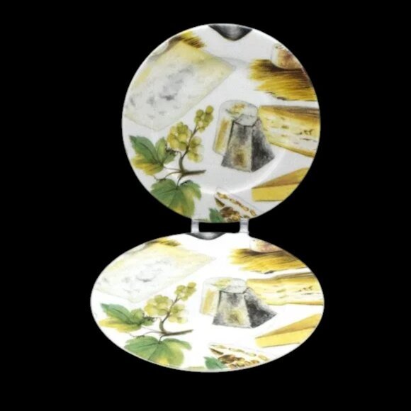 Vintage Godinger 1855 Email de Limoges Appetizer Plates Set of 6 Cheese Grapes - Picture 7 of 9